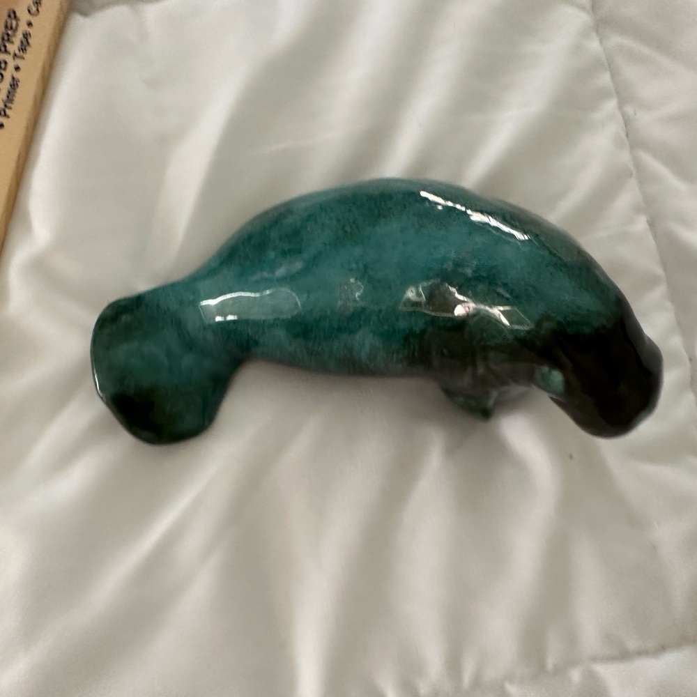 Vintage BMP Blue Mountain Pottery Blue Manatee Figurine Ornament